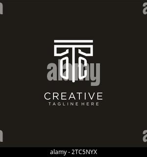 OC initial logo with geometric pillar style design, creative modern law firm logo design Stock Vector