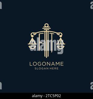 FT initial monogram logo with scale and pillar style design ideas Stock ...