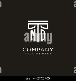MD initial logo with geometric pillar style design, creative modern law firm logo design Stock Vector