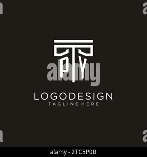 PY initial logo with geometric pillar style design, creative modern law firm logo design Stock Vector