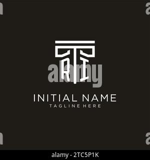RI initial logo with geometric pillar style design, creative modern law firm logo design Stock Vector