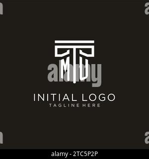 MU initial logo with geometric pillar style design, creative modern law firm logo design Stock Vector