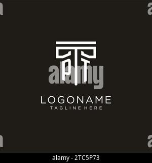 PT initial logo with geometric pillar style design, creative modern law firm logo design Stock Vector