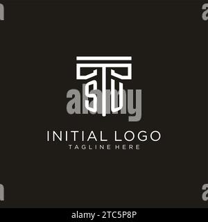 SU initial logo with geometric pillar style design, creative modern law firm logo design Stock Vector