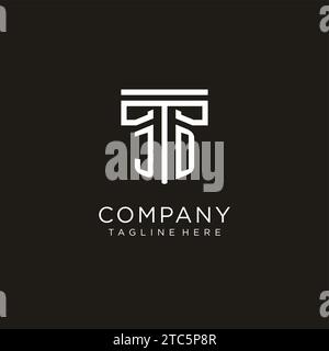 JD initial logo with geometric pillar style design, creative modern law firm logo design Stock Vector