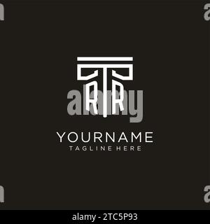 RR initial logo with geometric pillar style design, creative modern law firm logo design Stock Vector