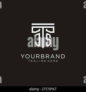 JS initial logo with geometric pillar style design, creative modern law firm logo design Stock Vector