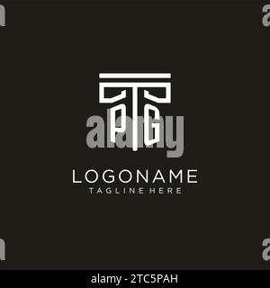 PG initial logo with geometric pillar style design, creative modern law firm logo design Stock Vector