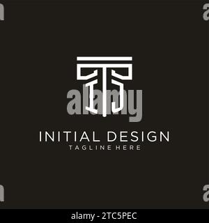 IJ initial logo with geometric pillar style design, creative modern law firm logo design Stock Vector