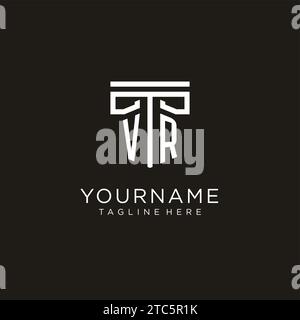 VR initial logo with geometric pillar style design, creative modern law firm logo design Stock Vector