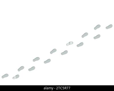 A view of human footprints walking on the snow from above.  winter snow scene. Stock Vector