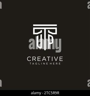 UP initial logo with geometric pillar style design, creative modern law firm logo design Stock Vector