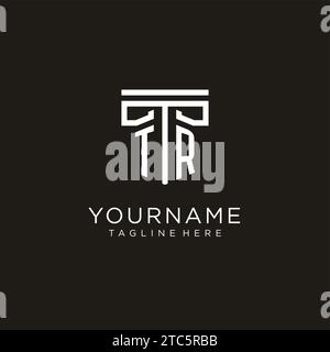 TR initial logo with geometric pillar style design, creative modern law firm logo design Stock Vector