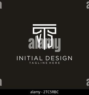 YJ initial logo with geometric pillar style design, creative modern law firm logo design Stock Vector