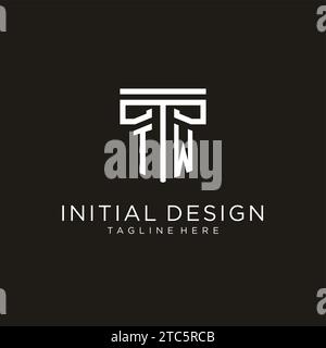 TW initial logo with geometric pillar style design, creative modern law firm logo design Stock Vector