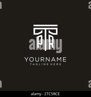 PR initial logo with geometric pillar style design, creative modern law firm logo design Stock Vector