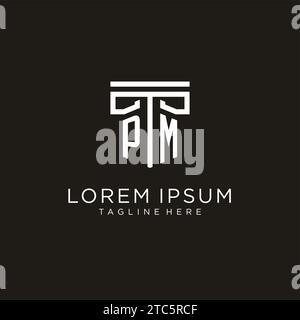 PM initial logo with geometric pillar style design, creative modern law firm logo design Stock Vector