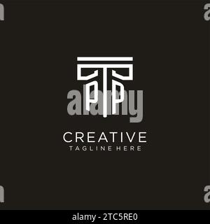 PP initial logo with geometric pillar style design, creative modern law firm logo design Stock Vector