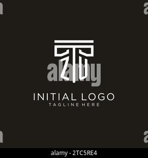 ZU initial logo with geometric pillar style design, creative modern law firm logo design Stock Vector