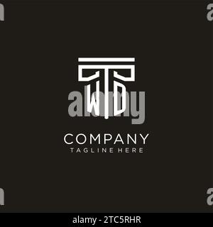 WD initial logo with geometric pillar style design, creative modern law firm logo design Stock Vector