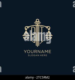 BI initial with scale of justice logo design template, luxury law and ...