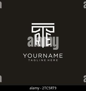 HE initial logo with geometric pillar style design, creative modern law ...