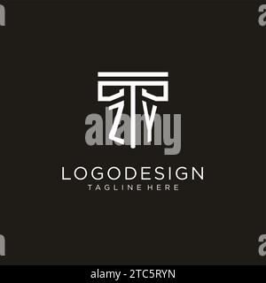 ZY initial logo with geometric pillar style design, creative modern law firm logo design Stock Vector