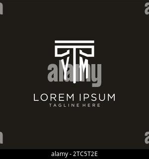 YM initial logo with geometric pillar style design, creative modern law firm logo design Stock Vector
