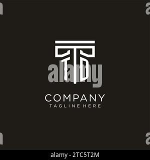 TD initial logo with geometric pillar style design, creative modern law firm logo design Stock Vector