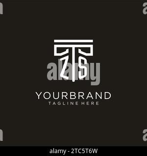 ZS initial logo with geometric pillar style design, creative modern law firm logo design Stock Vector