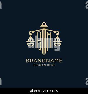 BM initial with scale of justice logo design template, luxury law and ...