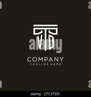 VD initial logo with geometric pillar style design, creative modern law firm logo design Stock Vector