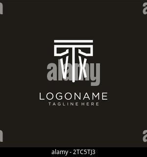 VX initial logo with geometric pillar style design, creative modern law firm logo design Stock Vector