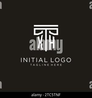 XH initial logo with geometric pillar style design, creative modern law firm logo design Stock Vector