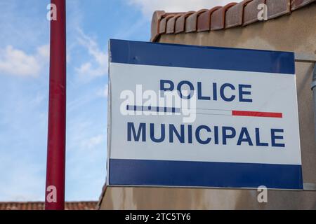 Bordeaux , France - 11 20 2023 : police municipale sign text and logo office French police municipal in town center France Stock Photo