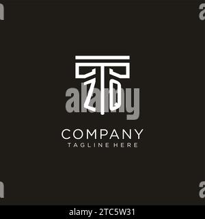 ZQ initial logo with geometric pillar style design, creative modern law firm logo design Stock Vector
