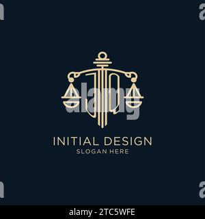 JQ initial with scale of justice logo design template, luxury law and ...