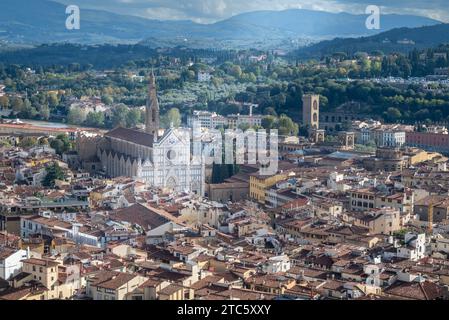 Devine light on Santa Croce, Florence Italy Stock Photo