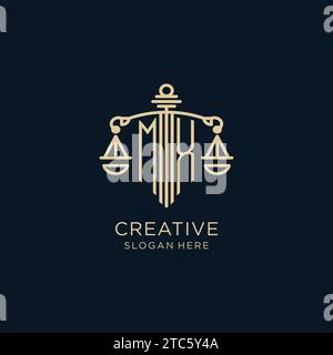 MX initial monogram logo with scale and pillar style design ideas Stock ...