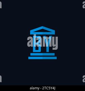 BY initial logo monogram with simple courthouse building icon design ideas Stock Vector