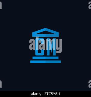 CM initial logo monogram with simple courthouse building icon design ideas Stock Vector
