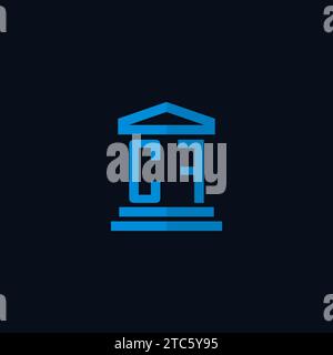 CF initial logo monogram with simple courthouse building icon design ideas Stock Vector
