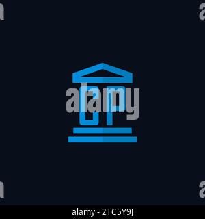 CP initial logo monogram with simple courthouse building icon design ideas Stock Vector