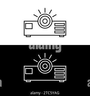 Presentation, movie, film, media projector vector illustration simple modern line icon, symbol, pictogram design Stock Vector