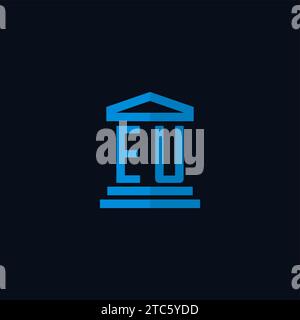 EU initial logo monogram with simple courthouse building icon design ideas Stock Vector