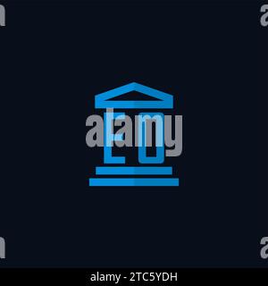 EO initial logo monogram with simple courthouse building icon design ideas Stock Vector