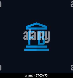 FB initial logo monogram with simple courthouse building icon design ideas Stock Vector