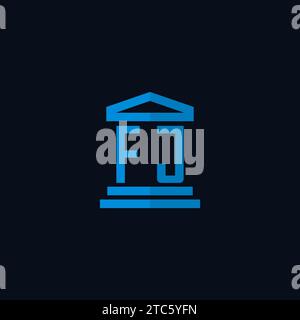 FJ initial logo monogram with simple courthouse building icon design ideas Stock Vector