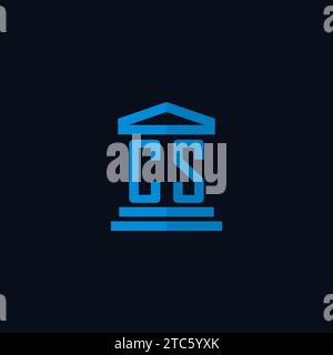CS initial logo monogram with simple courthouse building icon design ideas Stock Vector