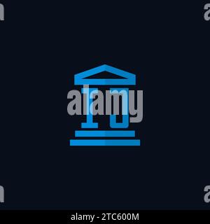 IJ initial logo monogram with simple courthouse building icon design ideas Stock Vector